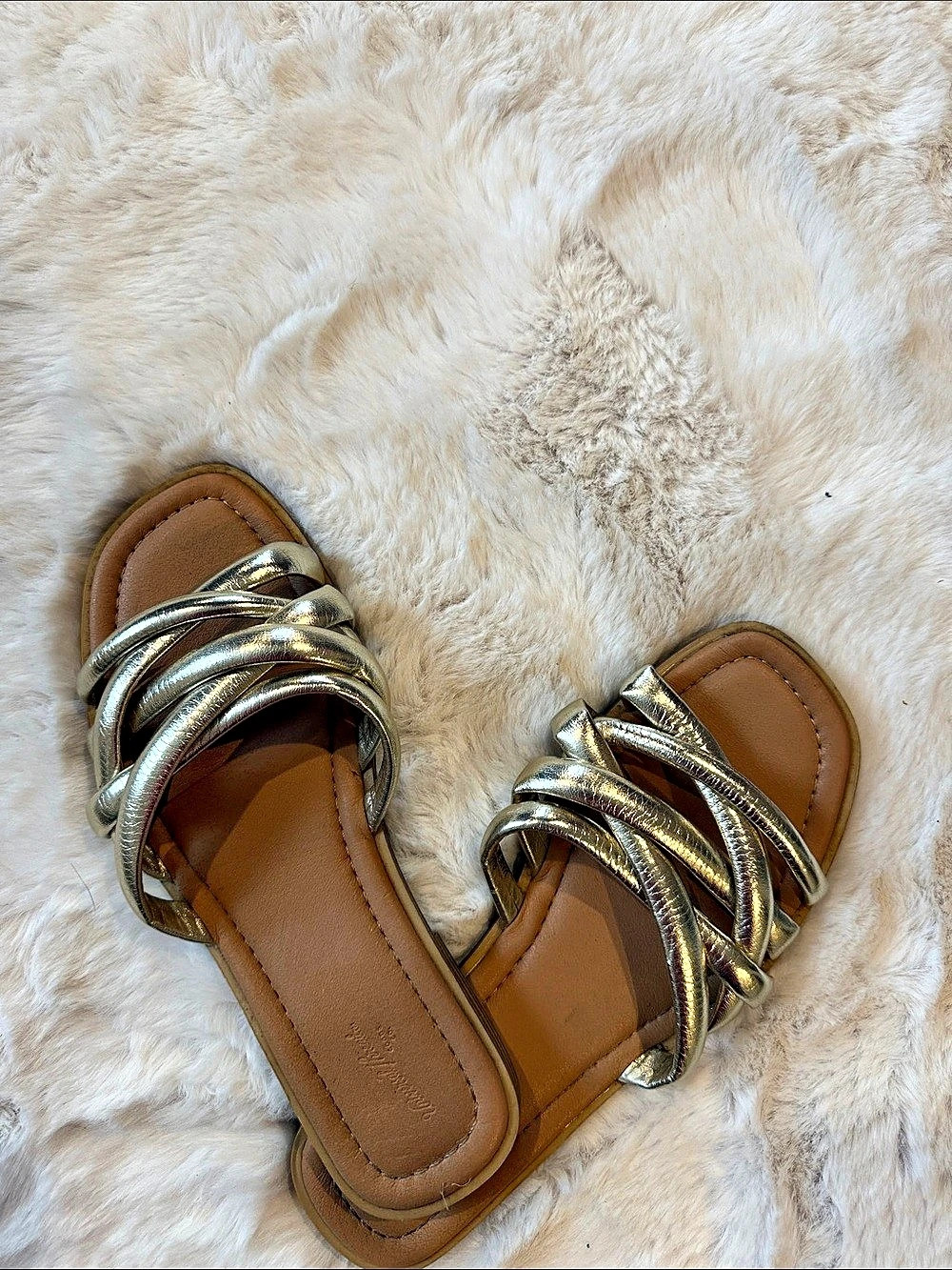 Universal Thread Gold Strappy Slide Sandals